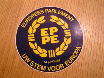 sticker EP PE Europees parlement uw stem voor europa 1984  beschikbaar voor biedingen