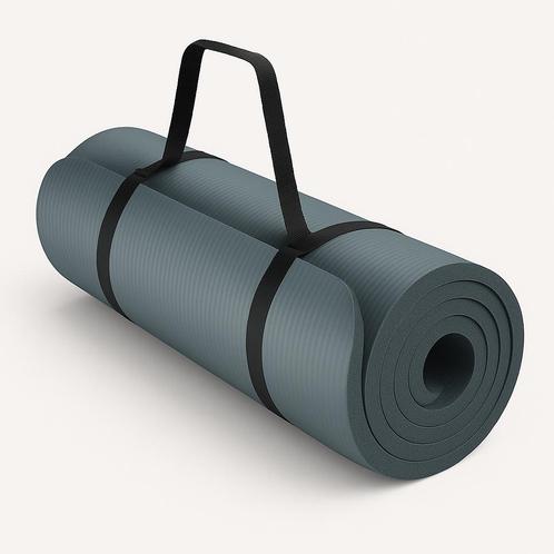 Yoga Fitnessmat 185x60x1cm – Grijs/Petrol, Sport en Fitness, Yoga en Pilates, Nieuw, Yogamat, Ophalen of Verzenden