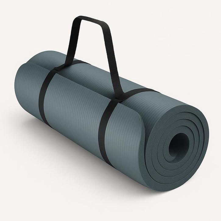 Yoga Fitnessmat 185x60x1cm – Grijs/Petrol, Sport en Fitness, Yoga en Pilates, Nieuw, Yogamat, Ophalen of Verzenden