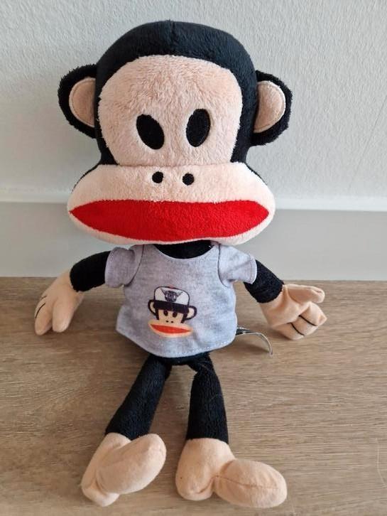 Knuffel Paul Frank aap aapje zwart shirt grijs K6152, Kinderen en Baby's, Speelgoed | Knuffels en Pluche, Zo goed als nieuw, Overige typen