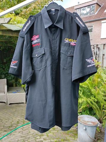 Vintage XXXXL zwart Chevrolet korte mouw overhemd geborduurd beschikbaar voor biedingen