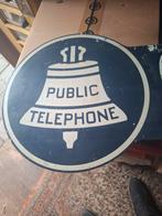 Oud blikken bord - Bell Public Telephone, Antiek en Kunst, Antiek | Emaille, Ophalen of Verzenden
