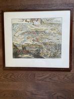 Oude kaart van Haarlem - Ingelijst met bijzondere achterkant, Antiek en Kunst, Kunst | Etsen en Gravures, Ophalen of Verzenden