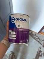 2 x Sigma s2u satin buitenverf terpetine wit, Doe-het-zelf en Verbouw, Verf, Beits en Lak, Ophalen, Zo goed als nieuw, Wit