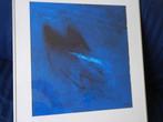 Blauw abstract schilderij in acryl Koos van de Water 1985, Ophalen of Verzenden