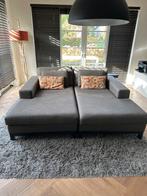 Lounge Set (2x) - Bruin/Grijze Stof - December  Ophalen, 100 tot 125 cm, Tweepersoons, Ophalen of Verzenden, Zo goed als nieuw