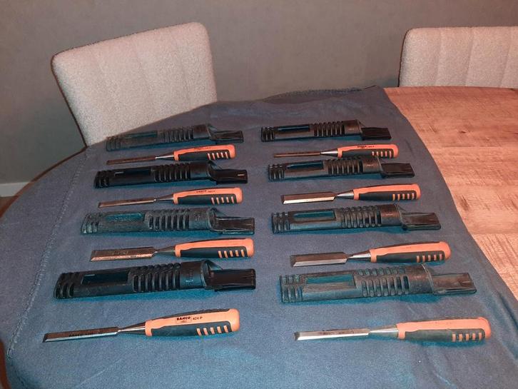 Bahco Beitels - 8 stuks te koop met houder, Doe-het-zelf en Verbouw, Gereedschap | Handgereedschap, Ophalen of Verzenden