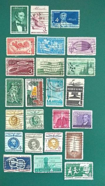 USA : 24x herdenkingszegels 1958-1959 gestempeld beschikbaar voor biedingen