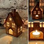 Waxinelichthouder huisje,kerstdecoratie, Overige kleuren, Verzenden, Nieuw, Metaal