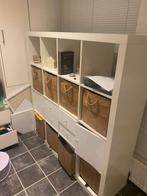 Ikea Kallax kast met inzetstukken en manden, Ophalen, Kunststof, 100 tot 150 cm, Zo goed als nieuw