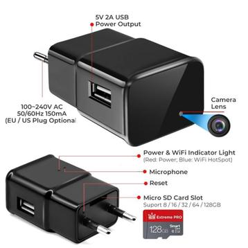 2 x USB lader met camera spycam  beschikbaar voor biedingen