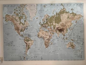 Grote Wereldkaart 200cmx140cm op doek beschikbaar voor biedingen