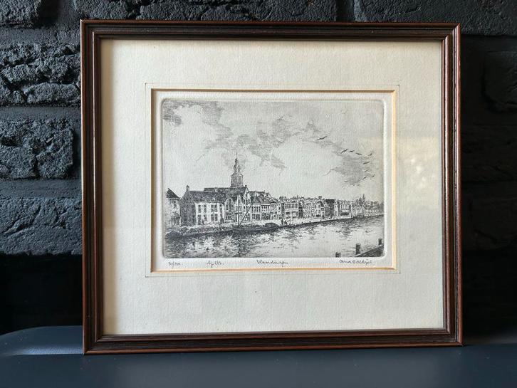 Ets van de haven +Grote Kerk te Vlaardingen - Anna Doedijns, Antiek en Kunst, Kunst | Etsen en Gravures, Ophalen of Verzenden
