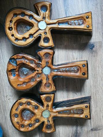 3 Egyptische Ankh Kruizen - Handgemaakt beschikbaar voor biedingen
