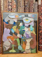 Enorm groot kunstwerk Leo Dooper, Vis Eetsters 136x156cm, Ophalen