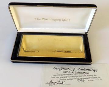 Uit inboedel: 100 Dollar Bill Golden Proof 1 OZ puur zilver beschikbaar voor biedingen