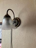 Vintage Kroonluchter & Wandlamp Set, Ophalen, Zo goed als nieuw, Glas