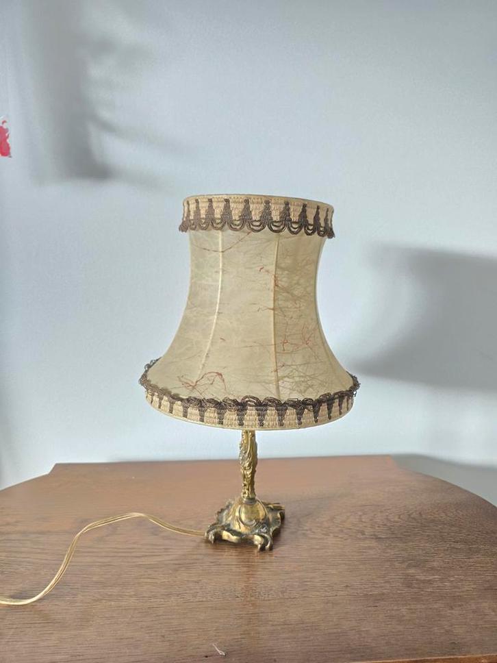 Vintage Tafellamp met varkensblaas  Kap, Huis en Inrichting, Lampen | Tafellampen, Gebruikt, Minder dan 50 cm, Ophalen of Verzenden