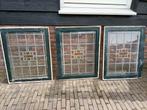 Set van 3 vintage glas in lood ramen. Doe het zelver., Antiek en Kunst, Curiosa en Brocante, Ophalen