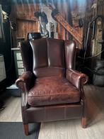 Leren oorfauteuil in goede staat, Ophalen, Gebruikt, Klassiek, 75 tot 100 cm