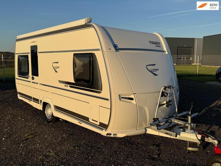 Fendt SAPHIR 465 SFB Incl Mover Luifel Tent, Caravans en Kamperen, Caravans, Bedrijf, 1250 - 1500 kg, Rondzit, Fendt, Luifel, Reservewiel