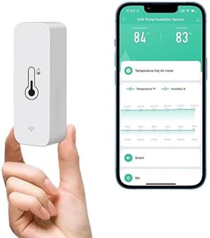 Tuya Slimme WiFi Temperatuur & Vochtigheidssensor, Huis en Inrichting, Woonaccessoires | Thermometers, Nieuw, Binnenthermometer