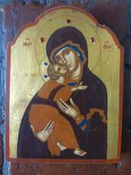 Icoon ‘Maria met Kind’ handgeschilderd Byzantijnse traditie, Antiek en Kunst, Verzenden