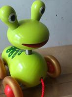 Een mooie houten trekfiguur kikker van Djeco. z.g.a.n., Ophalen of Verzenden, Zo goed als nieuw, Duw- of Trekspeelgoed