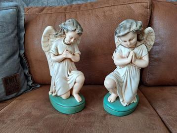 Mooie antieke Engelenbeeldjes - Set van 2 beeld Engel beschikbaar voor biedingen