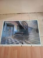 Grote poster witte lijst met Glas verlaten huis piano, Ophalen, Zo goed als nieuw, A1 t/m A3
