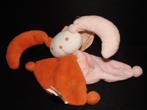 DIFRAX KONIJN KNUFFELDOEKJE BADSTOF HALF ORANJE HALF, Verzenden, Nieuw, Overige typen