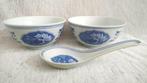 Chinese rijstkommen en lepel met koi karper decor 11,5 cm Ø, Ophalen of Verzenden