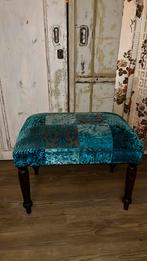 Patchwork voetenbank, Huis en Inrichting, Banken | Voetenbanken en Poefen, Ophalen, Hout, Gebruikt, Rechthoekig