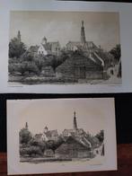 Hulst steendruk litho aanzichten, Antiek en Kunst, Ophalen of Verzenden