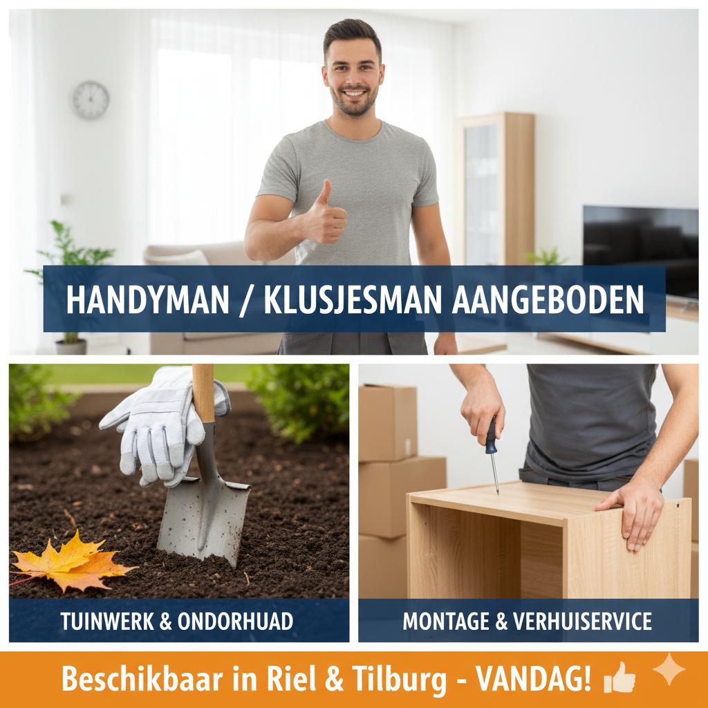 Handige hulp beschikbaar in Riel & Tilburg - VANDAAG!, Vacatures, Vanaf 1 jaar, MBO, Geschikt als bijbaan, Freelance of Uitzendbasis