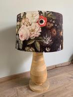 Tafelamp velours kap massief houten voet, Ophalen, Zo goed als nieuw, Hout, Minder dan 50 cm