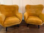 2 heerlijk zittende en mooie oorfauteuils van velours, Ophalen, 75 tot 100 cm, Zo goed als nieuw, 75 tot 100 cm