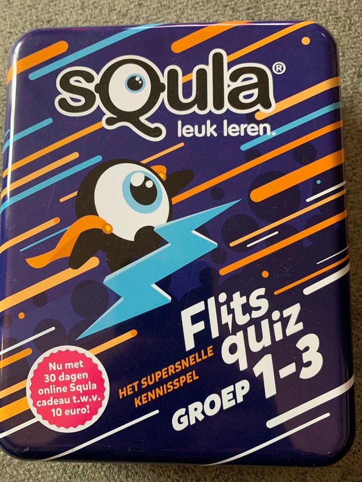 Squla Flits Quiz - Leuk en Leerzaam!, Hobby en Vrije tijd, Gezelschapsspellen | Bordspellen, Zo goed als nieuw, Een of twee spelers