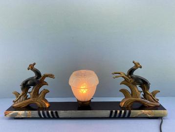 art deco lamp, tafellamp, art deco, verlichting, herten,  beschikbaar voor biedingen