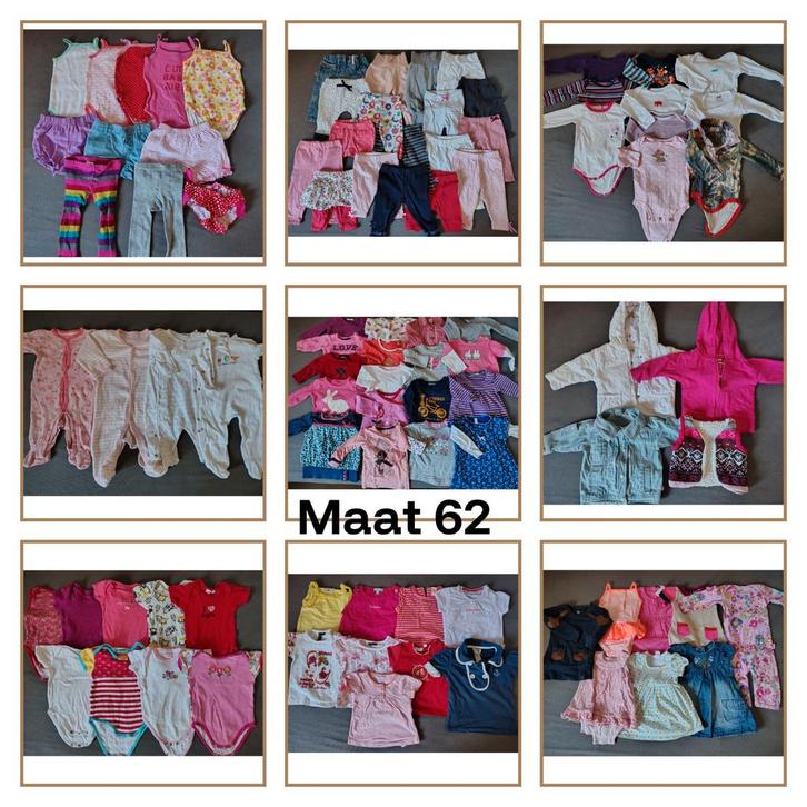 Bananendoos vol meisjeskleding maat 62 - €39, Kinderen en Baby's, Babykleding | Maat 62, Gebruikt, Meisje, Overige typen, Ophalen of Verzenden