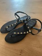 Manfield x Annic leren sandalen zwart goud muntjes 38, Verzenden, Zwart, Sandalen of Muiltjes, Zo goed als nieuw