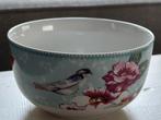 Blauwe Room Seven schaal met vogel en bloemen, Gebruikt, Porselein of Keramiek, Schaal, Rond