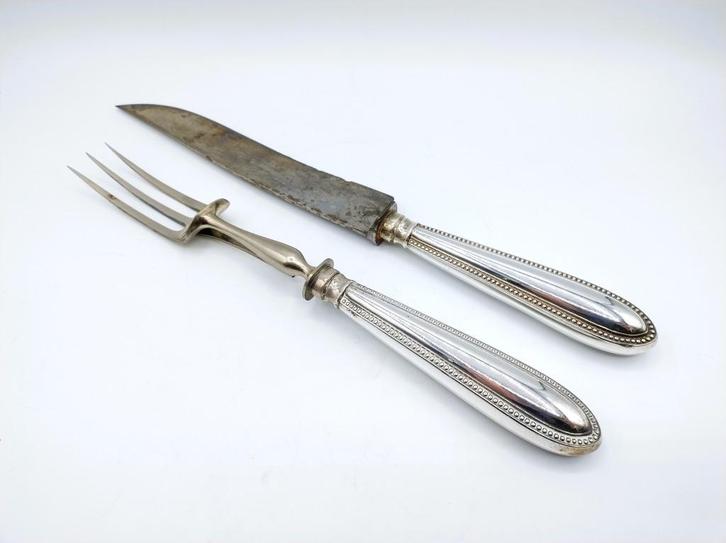 Zilveren trancheercouvert, parelrand, Duitsland, 19e eeuws, Antiek en Kunst, Antiek | Goud en Zilver, Zilver, Verzenden