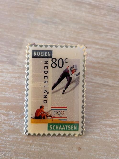 Speldje - Roeien & Schaatsen - Olympische Spelen, Verzamelen, Speldjes, Pins en Buttons, Gebruikt, Speldje of Pin, Sport, Ophalen of Verzenden
