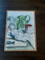 Waterverf schilderij. Schilder spullen en een vaas., Antiek en Kunst, Ophalen of Verzenden