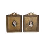 Antieke miniatuur portretten in klassieke lijstjes, 19e eeuw, Ophalen of Verzenden