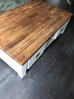 Houten Salontafel met Opbergruimte, Huis en Inrichting, Tafels | Salontafels, Ophalen, Gebruikt, 100 tot 150 cm, Eikenhout