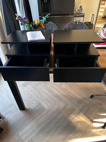 Nachtkastjes 2 st 40x31x27 cm bewerkt hout zwart