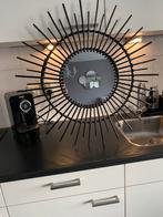 Zwarte bamboe spiegel, Ophalen, Rond, Zo goed als nieuw, 75 tot 100 cm