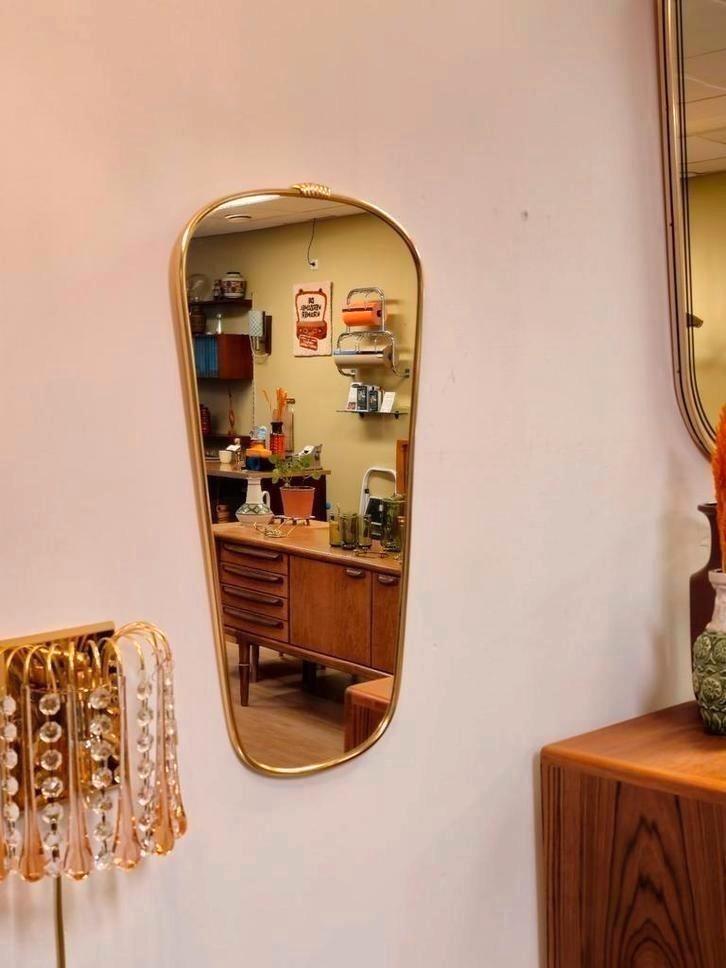 Vintage Wandspiegel Spiegel Mirror Messing Goud, Huis en Inrichting, Woonaccessoires | Spiegels, Gebruikt, Minder dan 50 cm, Minder dan 100 cm